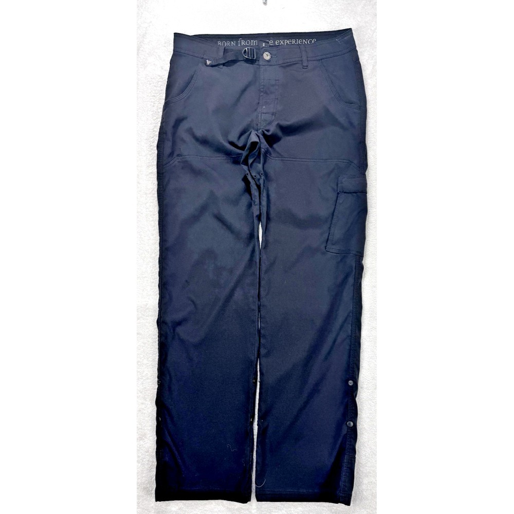 Prana Stretch Zion Pants Men 33x30 Black Slim Cargo‎ Belt Hiking Stretch UPF50+